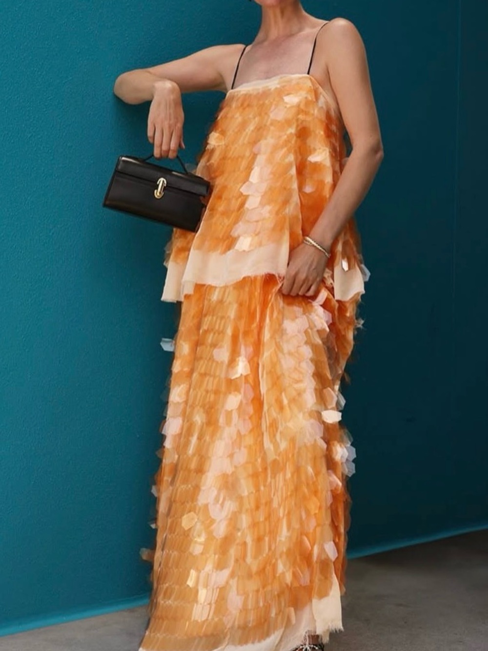 ASOS ARRANGE Peach Shard Sequin Layered Cami Maxi Dress